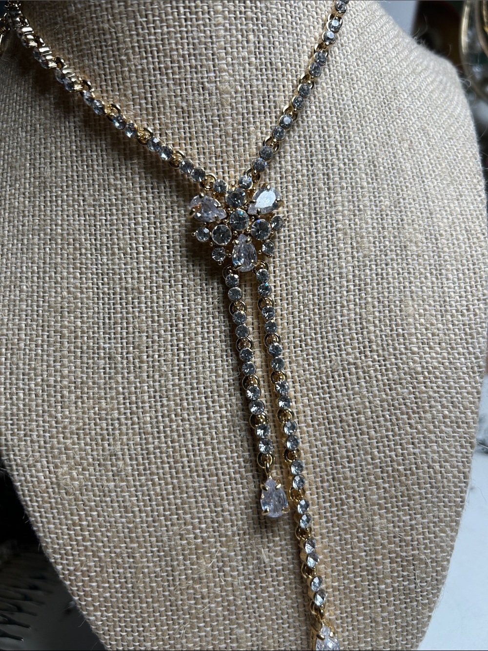 Gold Crystal zirconia Y-Style Drop Necklace - Elegant Women's Jewelry